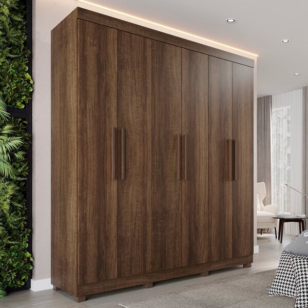 Guarda-roupa 6 Portas 2 Gavetas Paris Espresso Móveis Imbuia