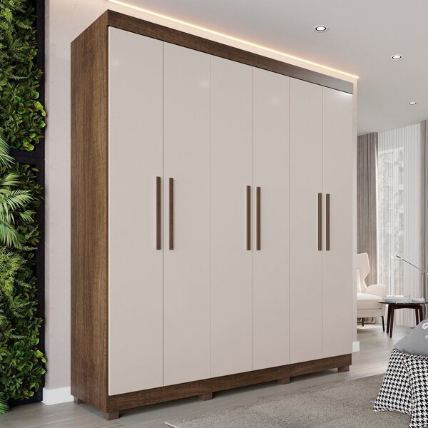 Guarda-roupa 6 Portas 2 Gavetas Paris Espresso Móveis Imbuia