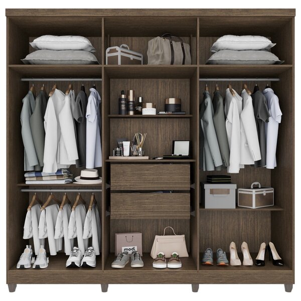 Guarda-roupa 6 Portas 2 Gavetas Portugal Frison Cacau