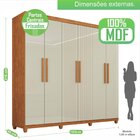 Guarda-roupa 6 Portas 2 Gavetas Portugal Frison Cinamomo/off-