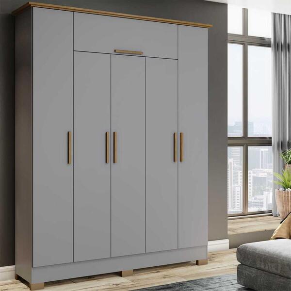 Guarda-roupa 6 Portas 2 Gavetas Roma Multimóveis Cr4046 Cinza