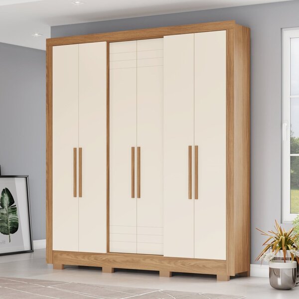 Guarda Roupa 6 Portas 3 Gavetas B366 Briz Nature/off White