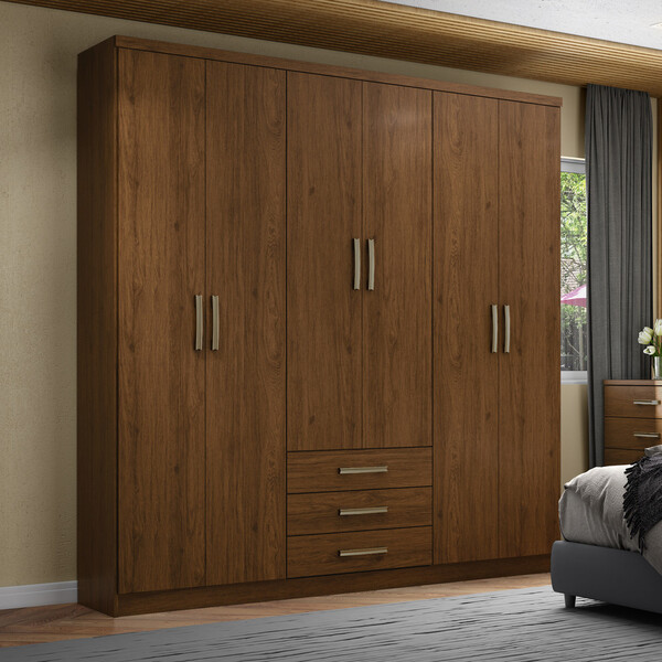 Guarda Roupa 6 Portas 3 Gavetas Caju Henn