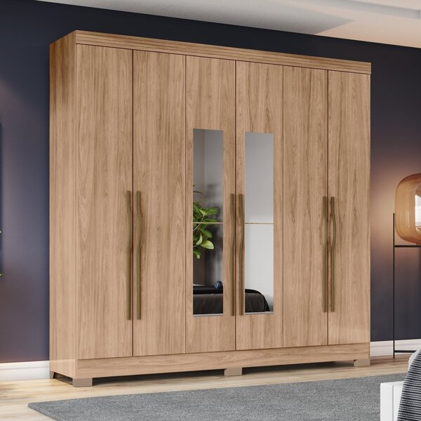 Guarda-roupa 6 Portas 3 Gavetas Com Espelho B367 Jequitibá Br