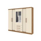 Guarda Roupa 6 Portas 3 Gavetas Com Espelho Paris New  Canela
