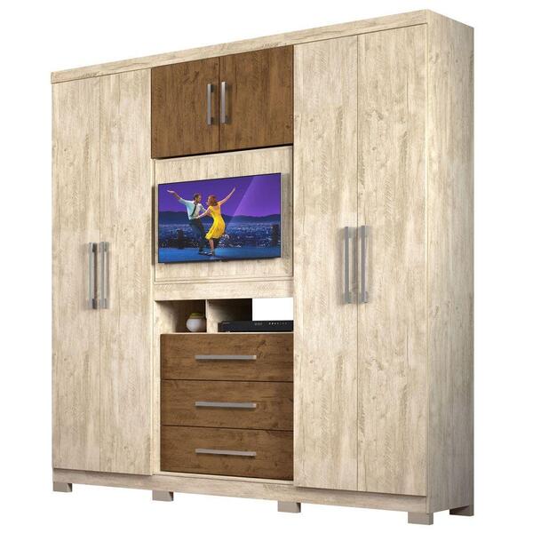 Guarda Roupa 6 Portas 3 Gavetas Dubai Plus Avelã Castanho