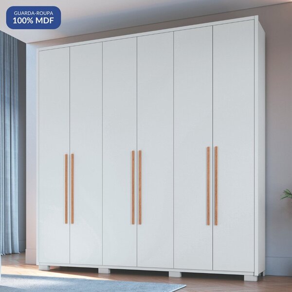 Guarda-roupa 6 Portas 3 Gavetas Safira 100% Mdf Branco
