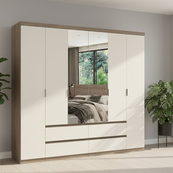 Guarda-roupa 6 Portas 4 Gavetas 100% Mdf 250cm X 230cm X 55cm