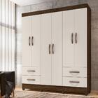 Guarda-roupa 6 Portas 4 Gavetas - Cacau / Off White