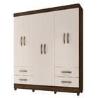 Guarda-roupa 6 Portas 4 Gavetas - Cacau / Off White
