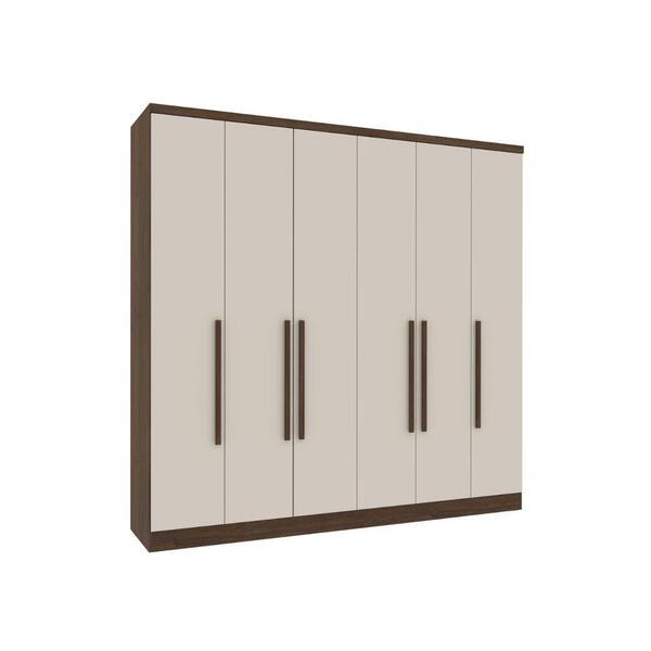 Guarda Roupa 6 Portas 4 Gavetas Cacau / Off White
