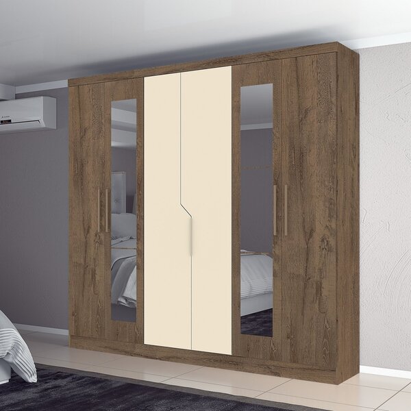 Guarda Roupa 6 Portas 4 Gavetas Com Espelho Chicago  Mocaccin