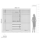 Guarda-roupa 6 Portas 4 Gavetas Com Espelho Lisboa Branco