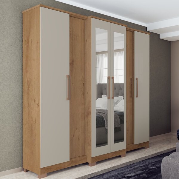 Guarda Roupa 6 Portas 4 Gavetas Com Espelho Montreal  Canelat