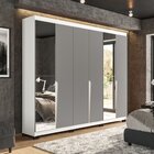 Guarda Roupa 6 Portas 4 Gavetas Com Espelho Porto Branco/cinza