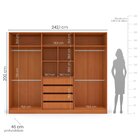 Guarda Roupa 6 Portas 4 Gavetas Com Espelho Porto Freijó/bran