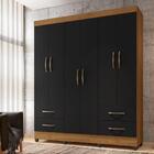 Guarda-roupa 6 Portas 4 Gavetas - Freijó / Preto