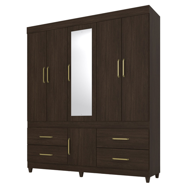 Guarda Roupa 6 Portas 4 Gavetas Guarujá D02 Ebano Touch - Mpo