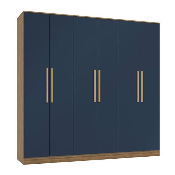 Guarda-roupa 6 Portas 4 Gavetas Kappesberg Adapt Nogueira/azu