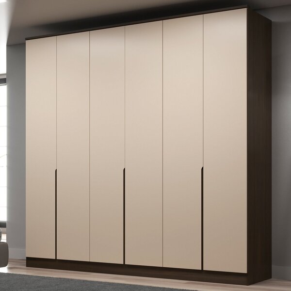 Guarda Roupa 6 Portas 4 Gavetas Logan Mambel Nozes/areia