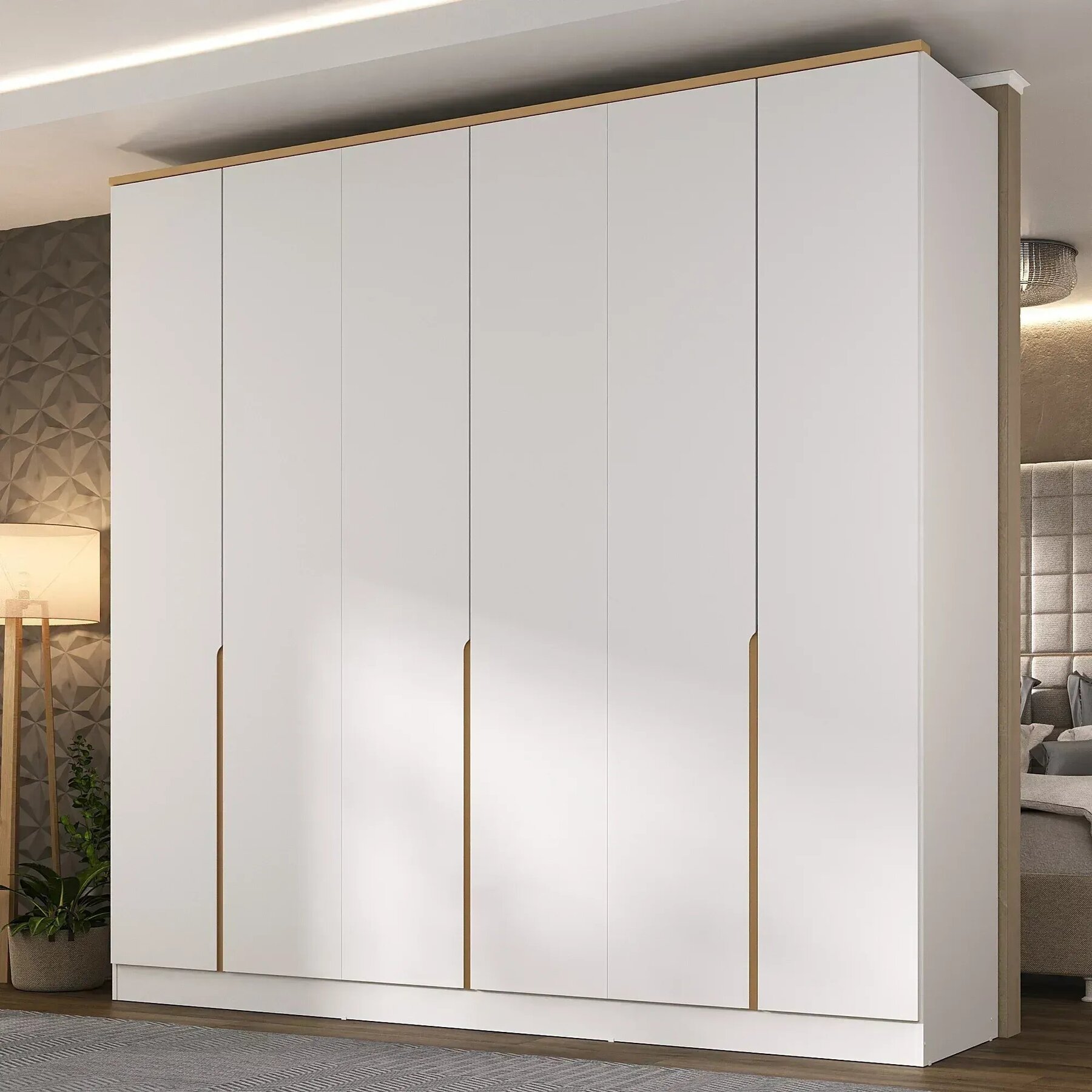 Guarda Roupa 6 Portas 4 Gavetas Logan Yescasa Branco/olmo Italiano