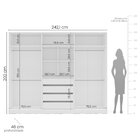 Guarda-roupa 6 Portas 4 Gavetas Móveis Valência Branco