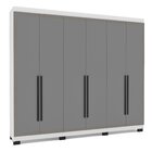 Guarda-roupa 6 Portas 4 Gavetas Móveis Valência Branco/cinza