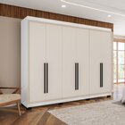 Guarda-roupa 6 Portas 4 Gavetas Móveis Valência Branco/creme