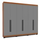Guarda-roupa 6 Portas 4 Gavetas Móveis Valência Freijó/cinza