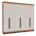 Guarda-roupa 6 Portas 4 Gavetas Móveis Valência Freijo/creme