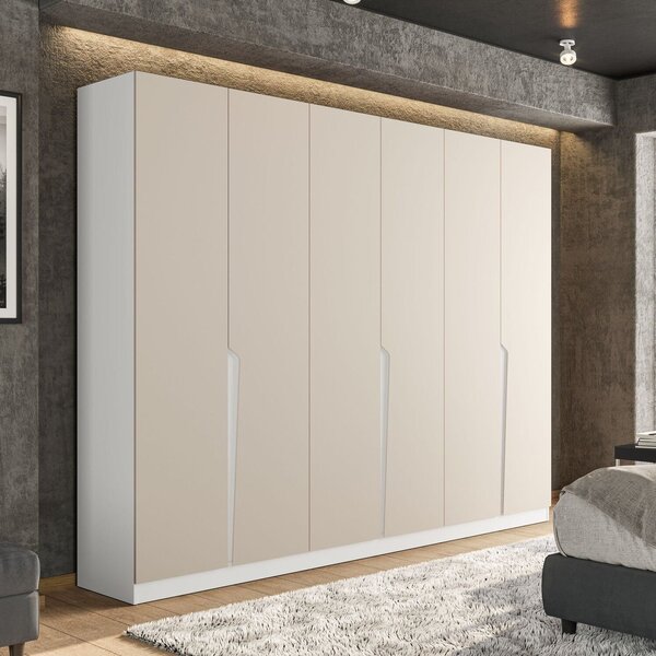Guarda-roupa 6 Portas 4 Gavetas Porto Branco/creme