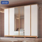 Guarda Roupa 6 Portas 4 Gavetas Zeus Com Espelho 100% Mdf Bra