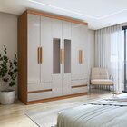 Guarda-roupa 6 Portas 4 Gavetas Zeus Com Espelho