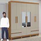 Guarda-roupa 6 Portas 4 Gavetas Zeus Com Espelho E Com Pés