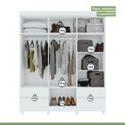 Guarda-roupa 6 Portas 4 Gavetas Zeus Com Pés Branco