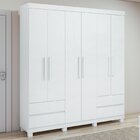 Guarda-roupa 6 Portas 4 Gavetas Zeus Com Pés Branco