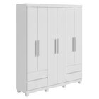 Guarda-roupa 6 Portas 4 Gavetas Zeus Com Pés Branco