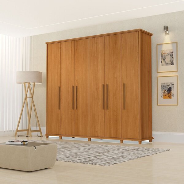 Guarda Roupa 6 Portas 6 Gavetas 100% Mdf  Pratic  Freijó