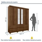 Guarda-roupa 6 Portas 6 Gavetas Com Espelho Luka Malbec