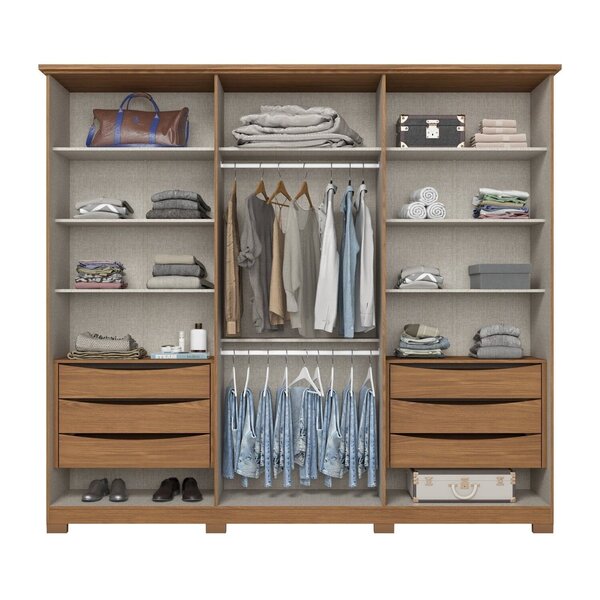 Guarda Roupa 6 Portas 6 Gavetas Com Espelho Magnus Henn Nature/off