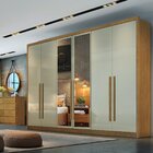 Guarda Roupa 6 Portas 6 Gavetas Com Espelho Reno  Cumaru/fendi