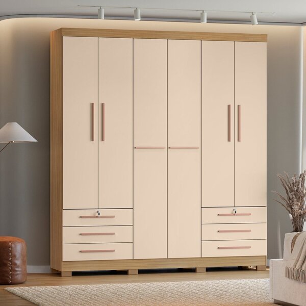 Guarda-roupa 6 Portas 6 Gavetas Floripa Carvalho Americano/of