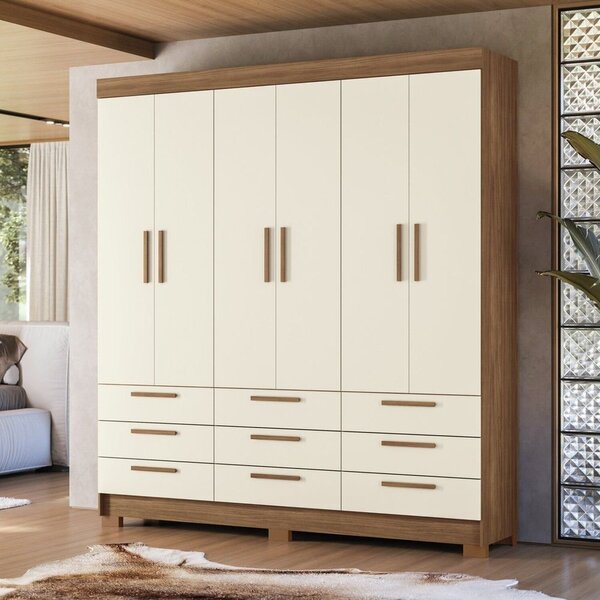 Guarda-roupa 6 Portas 9 Gavetas Mdp Colombo Jatobá/ Areia