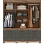 Guarda Roupa 6 Portas 9 Gavetas Star 6.9 Com Espelhos E Pés