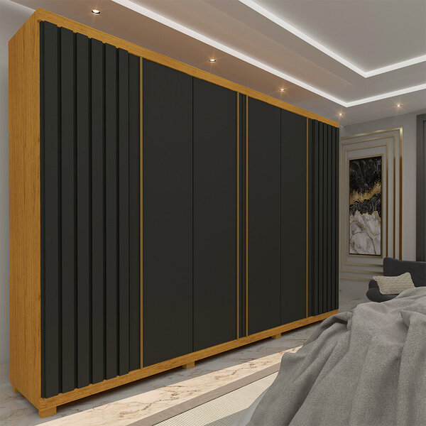 Guarda Roupa 6 Portas Absolut Naturale Ripado Grafite - Gelius