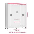 Guarda Roupa 6 Portas Branco/rosa Flex Plato Shop Jm