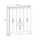 Guarda Roupa 6 Portas C/espelho 1 Gaveta Avelã Castanho