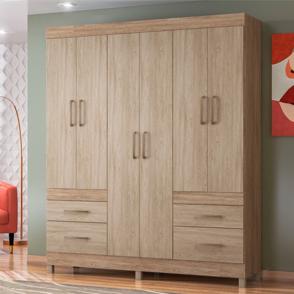 Guarda Roupa 6 Portas Candy Nogal/vanilla