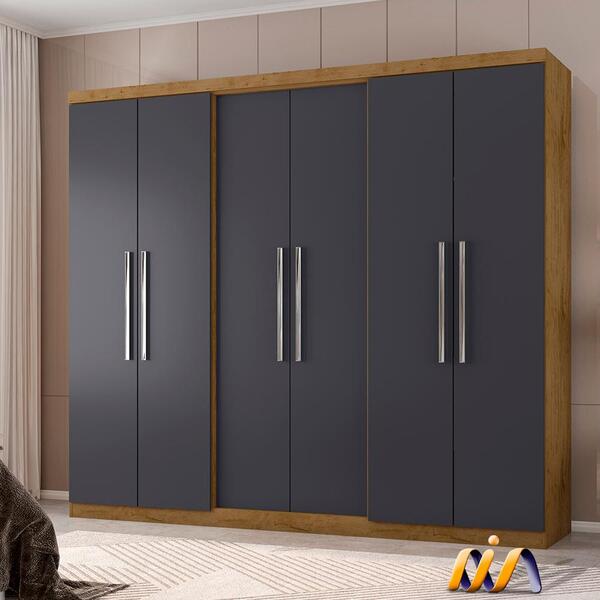 Guarda Roupa 6 Portas Casal 4 Gavetas Freijó Carbono 600098 A