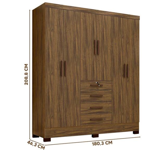 Guarda Roupa 6 Portas Casal Nogal New Primordial Zanzini | Leroy
